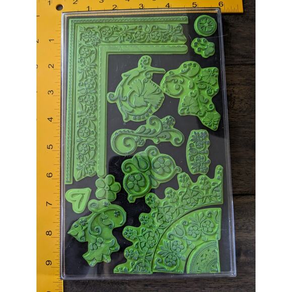 Set Cling Rubber Stamps Mandala Border Flower Petal Boxed Diy Card Making - Picture 3 of 5